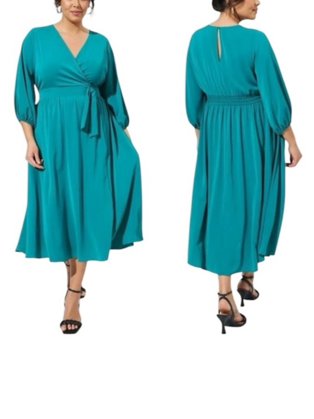 Torrid Tea Length Studio Studio Crepe de Chine Surplice Midi Dress 2/ 2X / 18-20